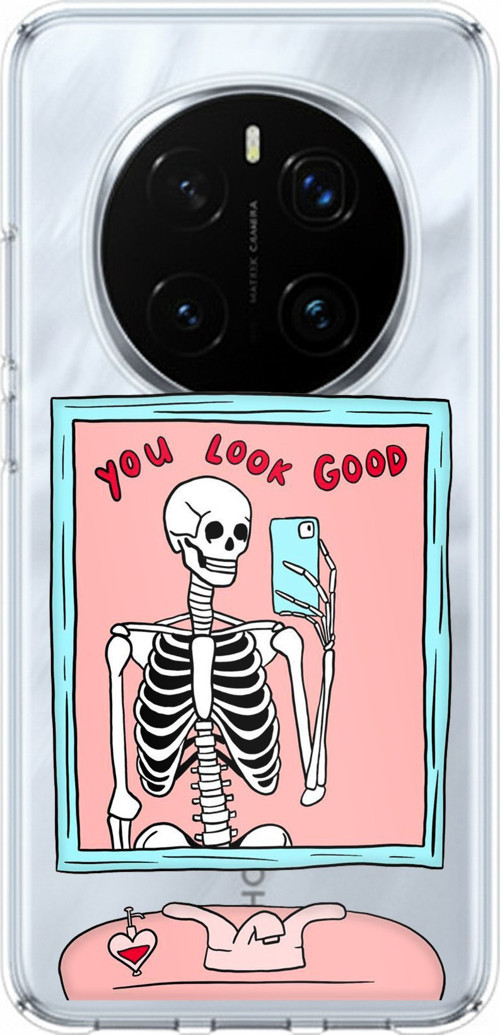 Honor Magic 7 PRO Uyumlu You Look Good İskelet Tasarımlı Baskılı Silikon Kılıf