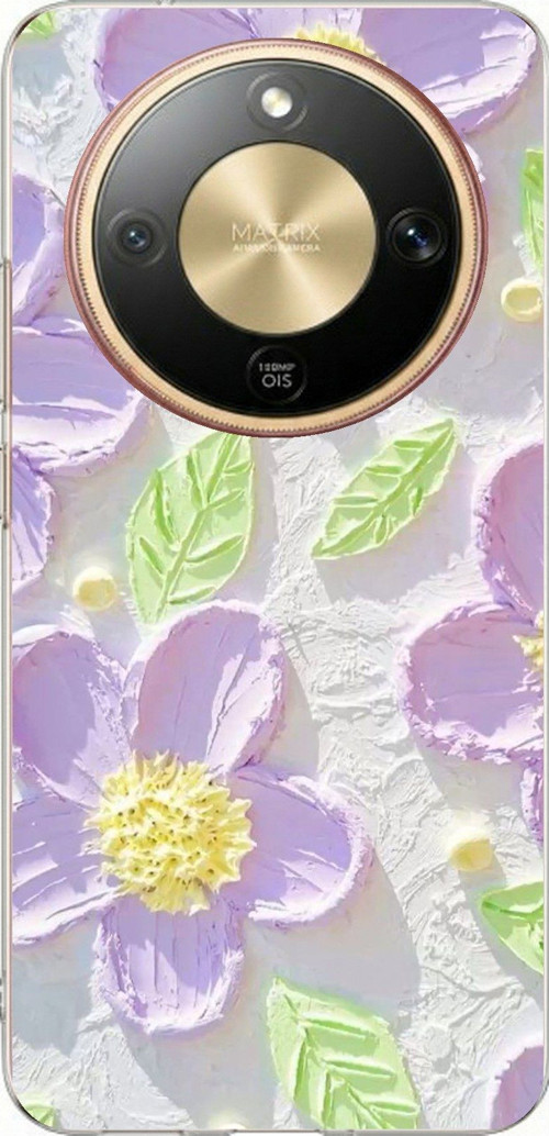 Honor Magic 8 Lite Uyumlu Mor Papatyalar Sulu Boya Baskılı Silikon Kılıf
