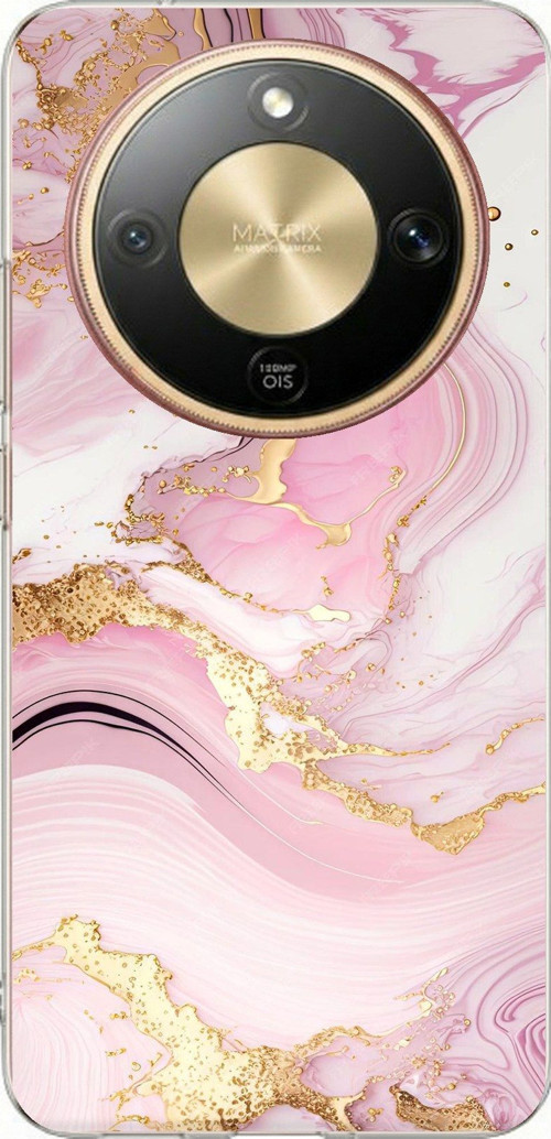 Honor Magic 8 Lite Uyumlu Pembe Mermer Baskılı Silikon Kılıf