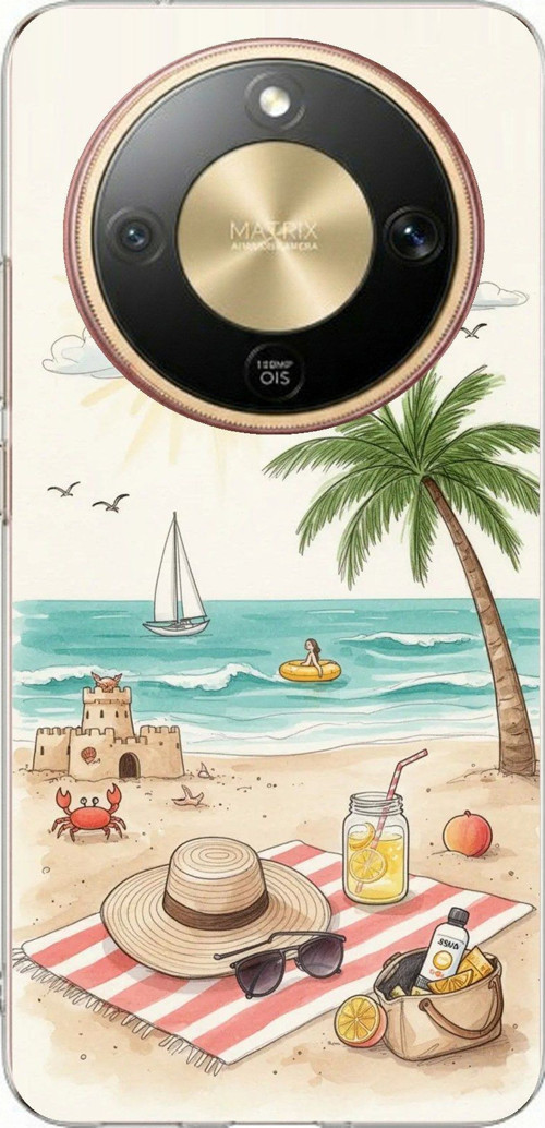 Honor Magic 8 Lite Uyumlu Sulu Boya Sahil ve Deniz Manzaralı Baskılı Silikon Kılıf