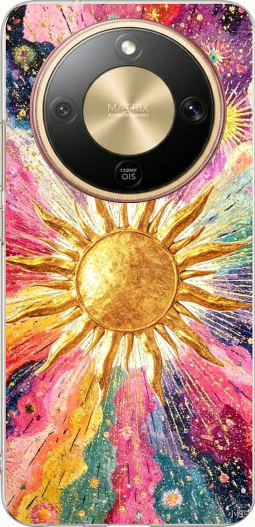 Honor Magic 8 Lite Uyumlu Psikedelik Galaksi ve Güneş Desenli Baskılı Silikon Kılıf
