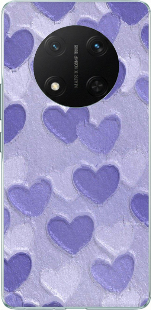 Honor X9C Uyumlu Mor Kalpler Tasarımlı Baskılı Silikon Kılıf