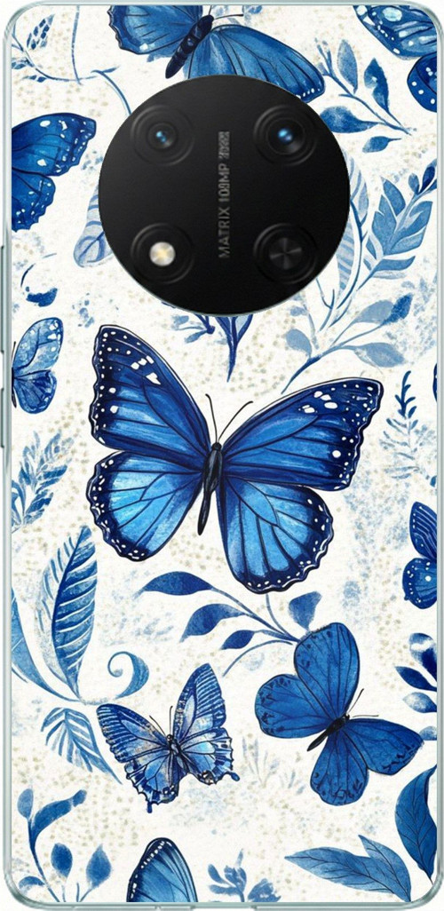 Honor X9C Uyumlu Mavi Kelebekler Baskılı Silikon Kılıf