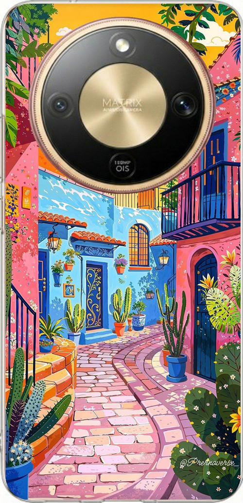 Honor Magic 8 Lite Uyumlu Renkli Sanat Sokak Silikon Kılıf Baskılı Silikon Kılıf