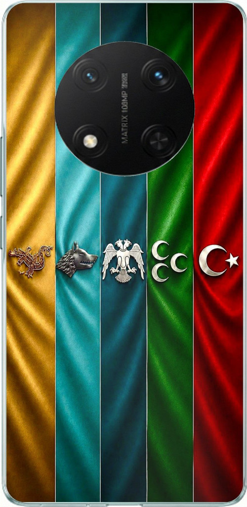 Honor X9C Uyumlu Tarihi Türk Devletleri Bayrakları Baskılı Silikon Kılıf