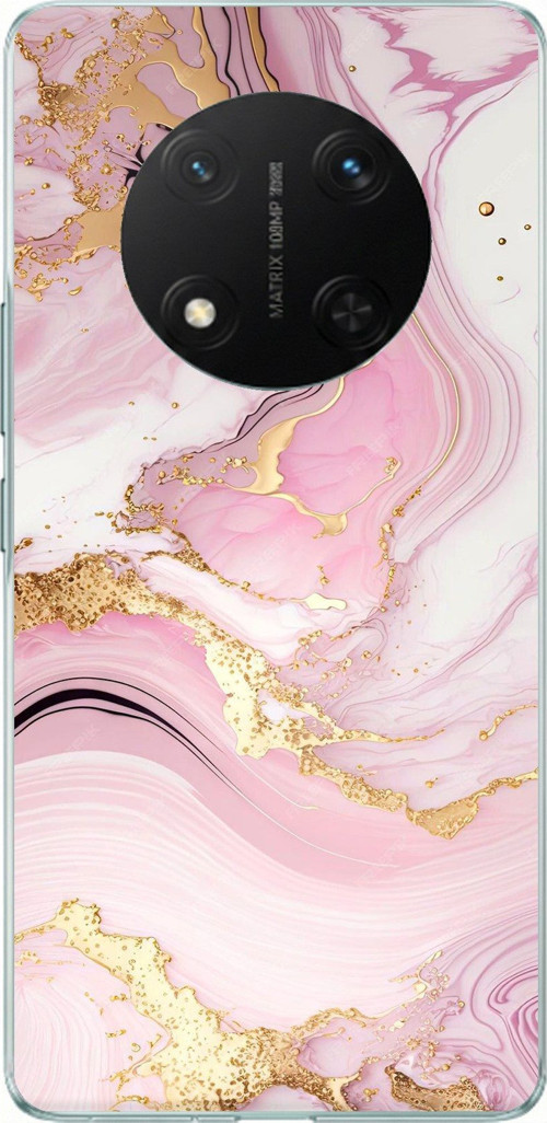 Honor X9C Uyumlu Pembe Mermer Baskılı Silikon Kılıf