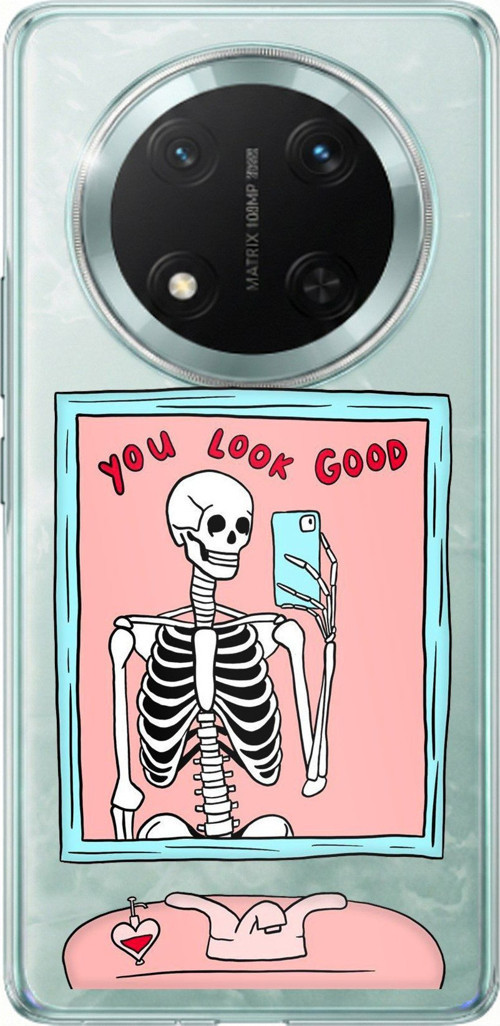 Honor X9C Uyumlu You Look Good İskelet Tasarımlı Baskılı Silikon Kılıf