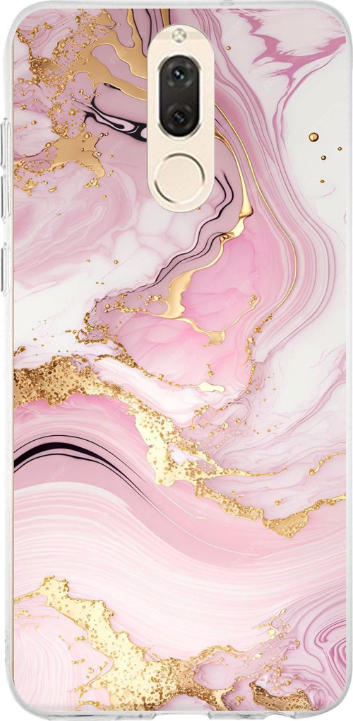 Huawei Mate 10 Lite Uyumlu Pembe Mermer Baskılı Silikon Kılıf