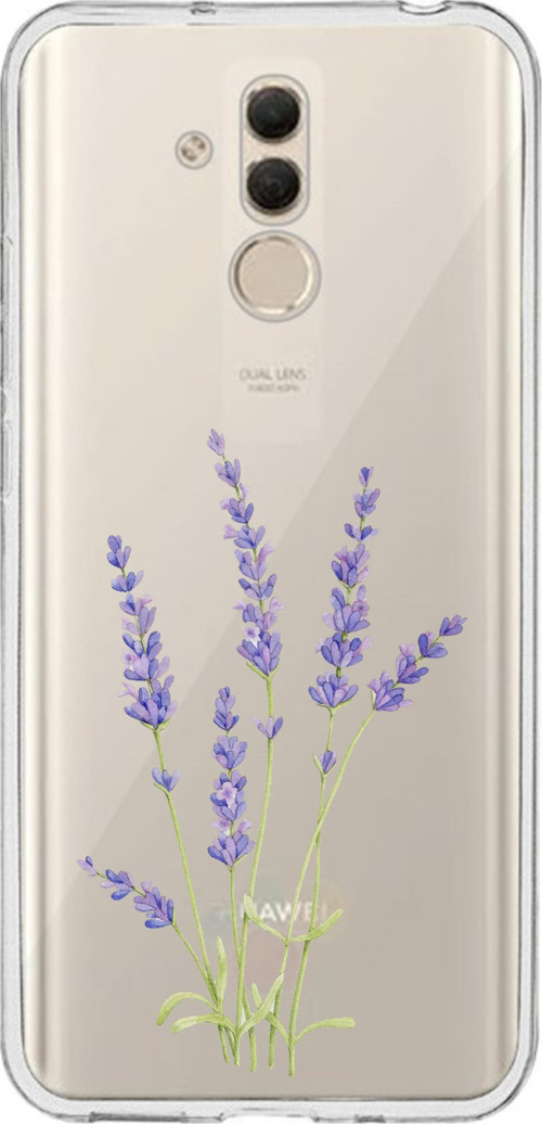 Huawei Mate 20 Lite Uyumlu Lavanta Çiçek Tasarımlı Baskılı Silikon Kılıf