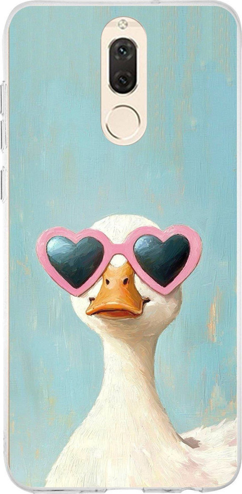 Huawei Mate 10 Lite Uyumlu Yağlı Boya Pop-Art Ördek Baskılı Silikon Kılıf