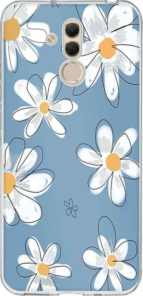 Huawei Mate 20 Lite Uyumlu Mavi Papatya Bahçesi Baskılı Silikon Kılıf
