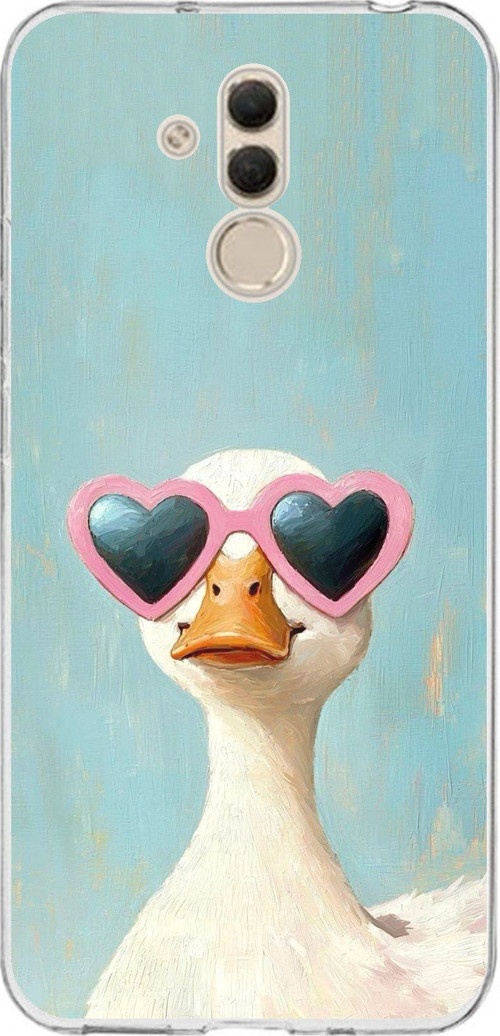Huawei Mate 20 Lite Uyumlu Yağlı Boya Pop-Art Ördek Baskılı Silikon Kılıf