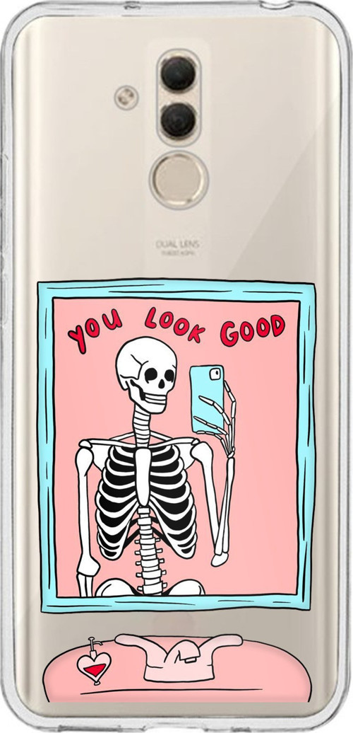 Huawei Mate 20 Lite Uyumlu You Look Good İskelet Tasarımlı Baskılı Silikon Kılıf