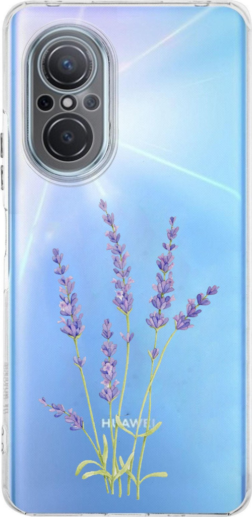 Huawei Nova 9 Se Uyumlu Lavanta Çiçek Tasarımlı Baskılı Silikon Kılıf
