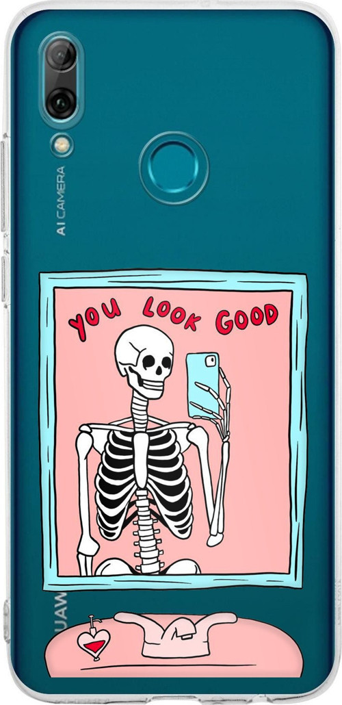 Huawei P Smart 2019 Uyumlu You Look Good İskelet Tasarımlı Baskılı Silikon Kılıf