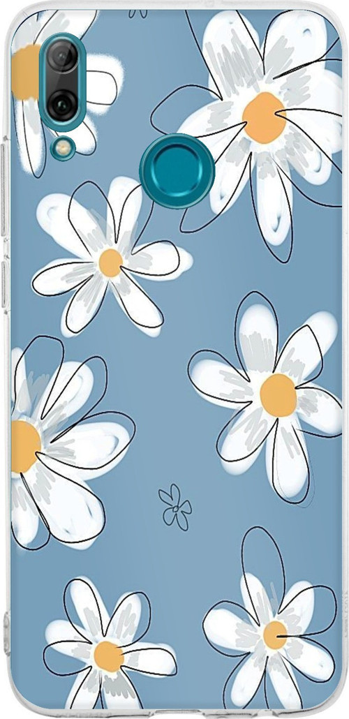Huawei P Smart 2019 Uyumlu Mavi Papatya Bahçesi Baskılı Silikon Kılıf