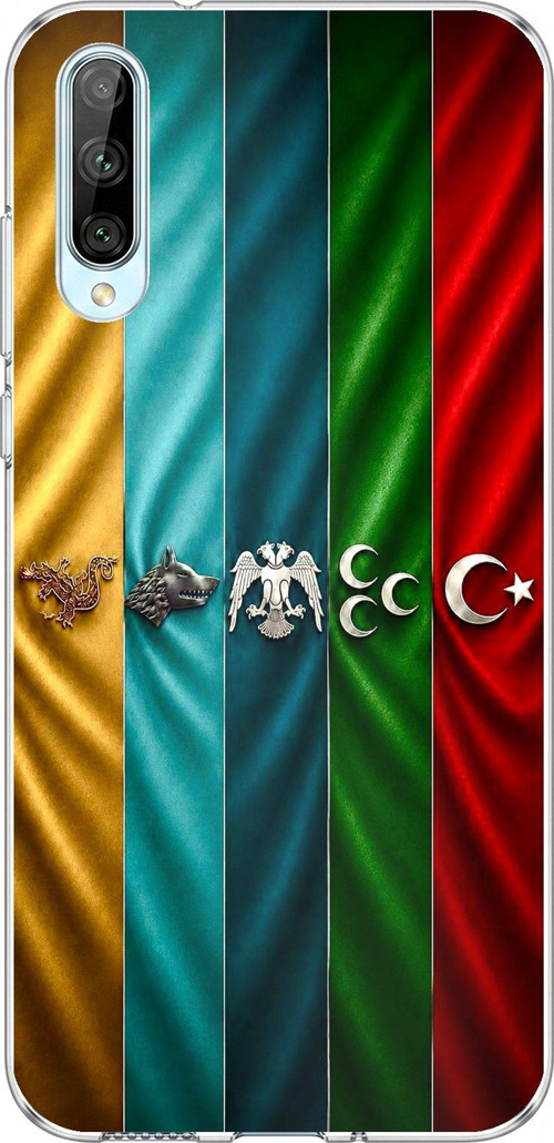 Huawei P Smart S Uyumlu Tarihi Türk Devletleri Bayrakları Baskılı Silikon Kılıf