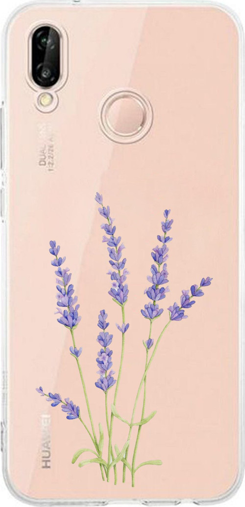 Huawei P20 Lite Uyumlu Lavanta Çiçek Tasarımlı Baskılı Silikon Kılıf