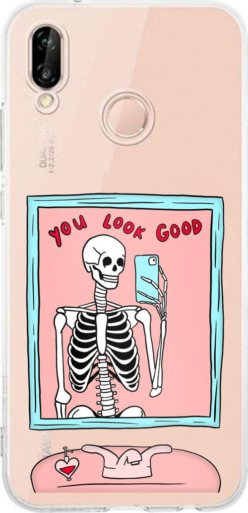 Huawei P20 Lite Uyumlu You Look Good İskelet Tasarımlı Baskılı Silikon Kılıf