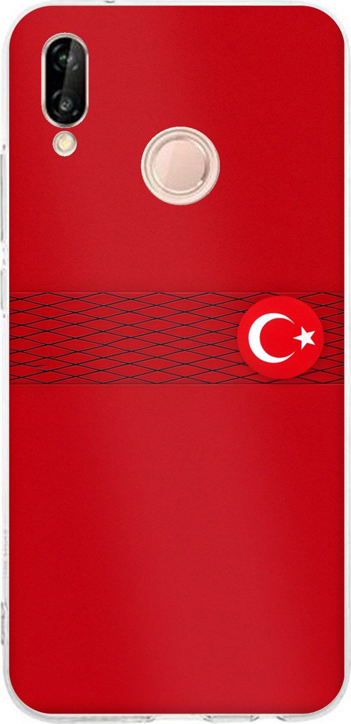 Huawei P20 Lite Uyumlu Türk Milli Takım Izgara Desenli Forma Baskılı Silikon Kılıf