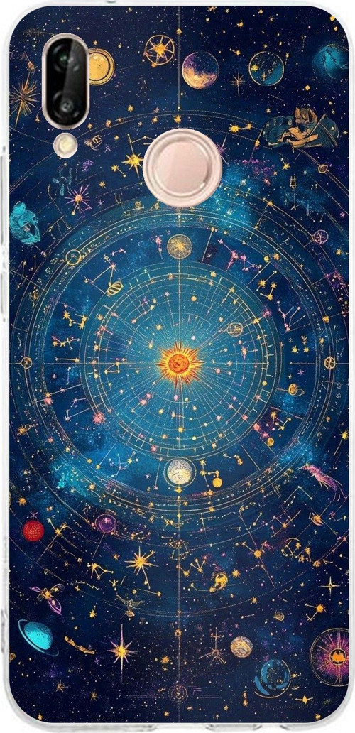 Huawei P20 Lite Uyumlu Yıldız Atlası Kozmik Rehber Baskılı Silikon Kılıf