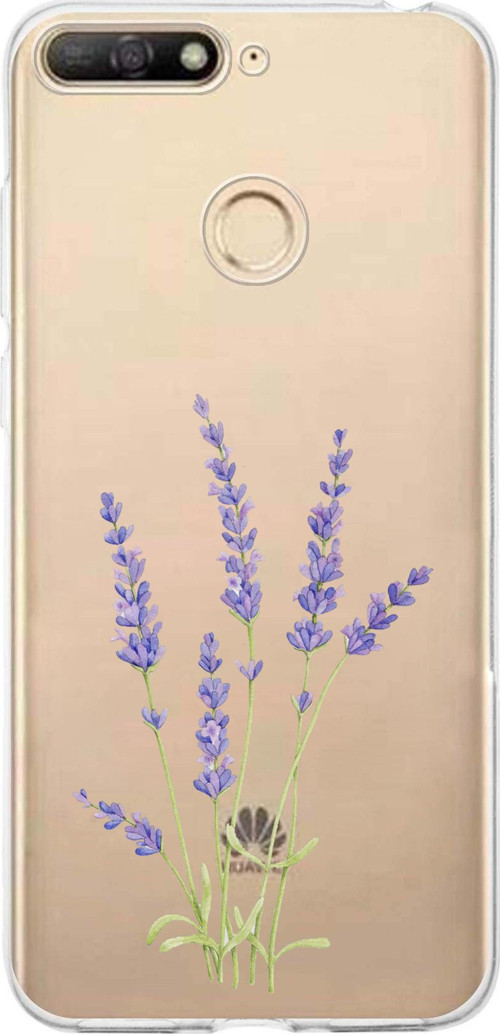 Huawei Y6 2018 - Honor 7A Uyumlu Lavanta Çiçek Tasarımlı Baskılı Silikon Kılıf