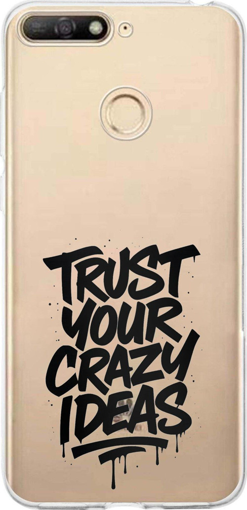 Huawei Y6 2018 - Honor 7A Uyumlu Crazy Trust Baskılı Silikon Kılıf