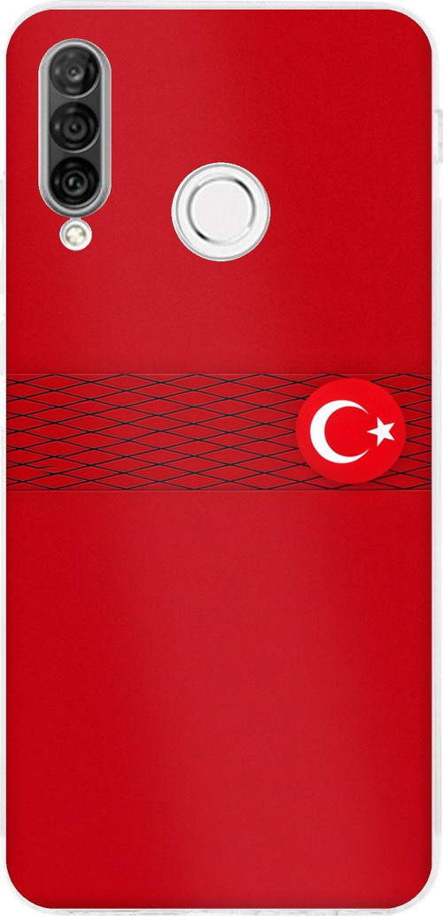 Huawei P30 Lite Uyumlu Türk Milli Takım Izgara Desenli Forma Baskılı Silikon Kılıf