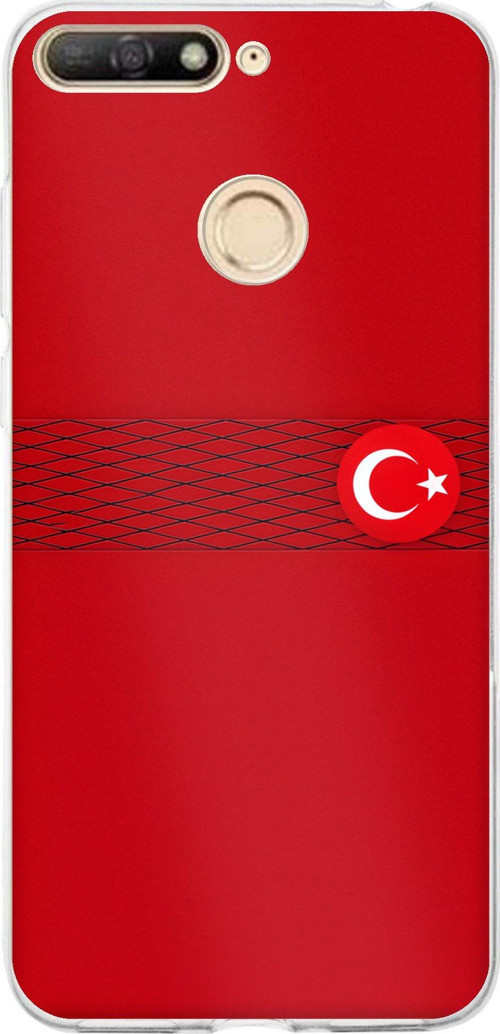 Huawei Y6 2018 - Honor 7A Uyumlu Türk Milli Takım Izgara Desenli Forma Baskılı Silikon Kılıf