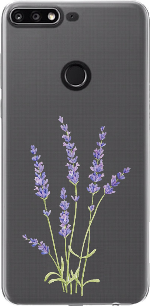 Huawei Y7 2018 - Honor 7C Uyumlu Lavanta Çiçek Tasarımlı Baskılı Silikon Kılıf