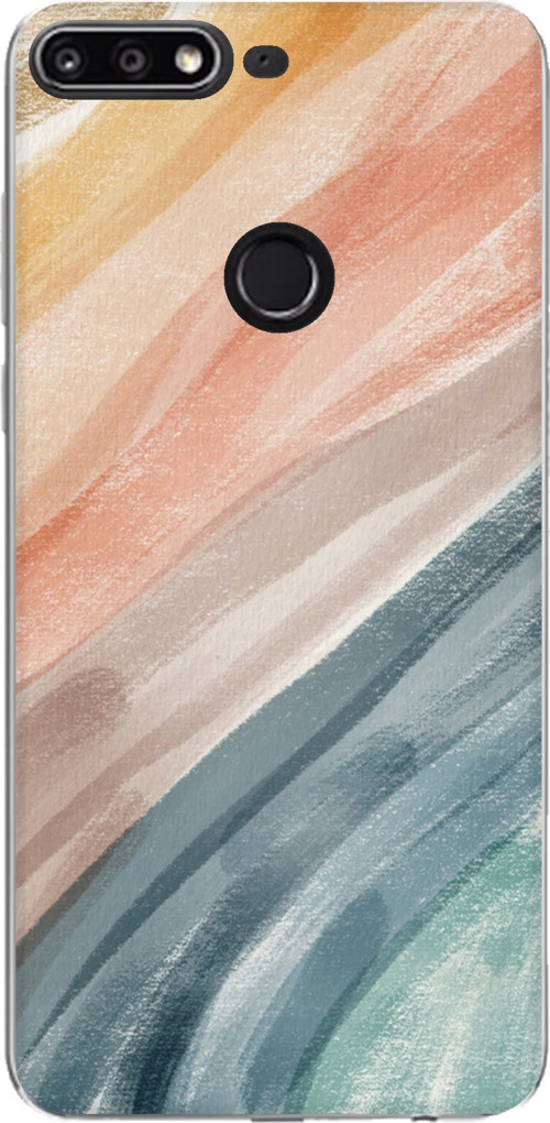 Huawei Y7 2018 - Honor 7C Uyumlu Modern Renk Paleti Baskılı Silikon Kılıf