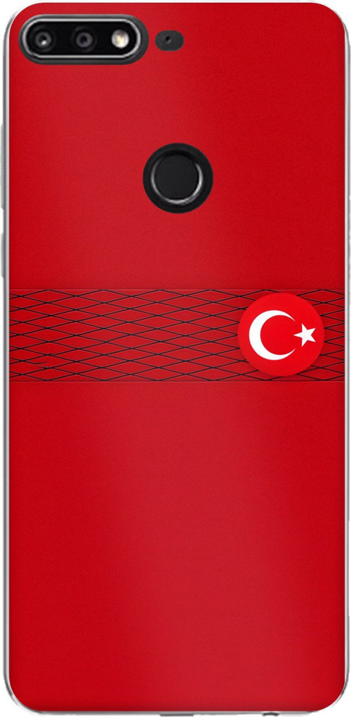 Huawei Y7 2018 - Honor 7C Uyumlu Türk Milli Takım Izgara Desenli Forma Baskılı Silikon Kılıf