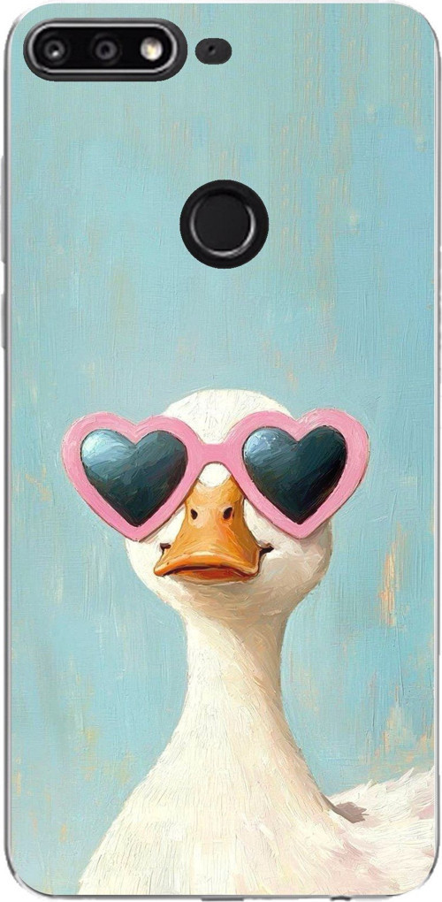 Huawei Y7 2018 - Honor 7C Uyumlu Yağlı Boya Pop-Art Ördek Baskılı Silikon Kılıf