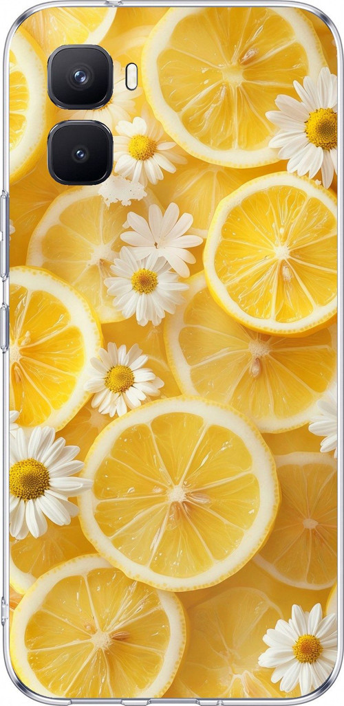 Infinix GT 50 Pro Uyumlu Limon Dilimleri ve Papatya Desenli Baskılı Silikon Kılıf