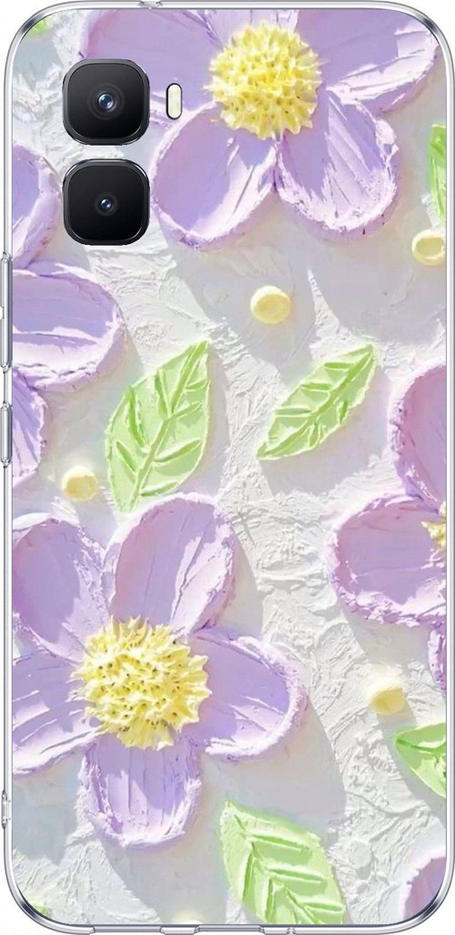 Infinix GT 50 Pro Uyumlu Mor Papatyalar Sulu Boya Baskılı Silikon Kılıf