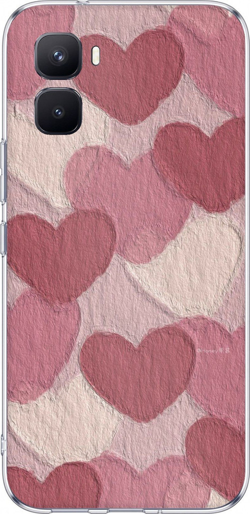 Infinix GT 50 Pro Uyumlu Pastel Gül Kurusu ve Pembe Kalpli Baskılı Silikon Kılıf