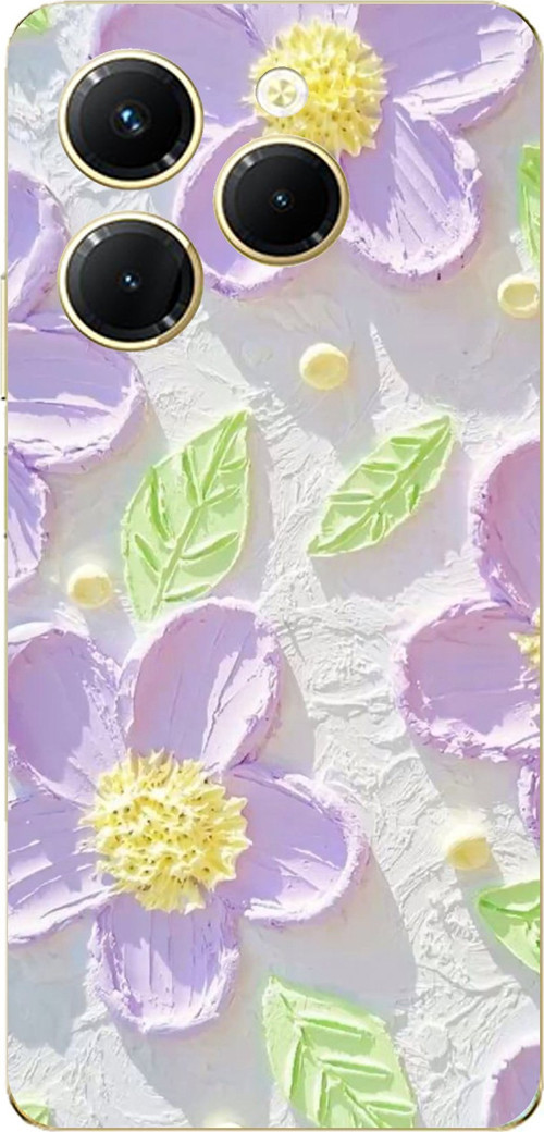 Infinix Hot 40-40 PRO Uyumlu Mor Papatyalar Sulu Boya Baskılı Silikon Kılıf