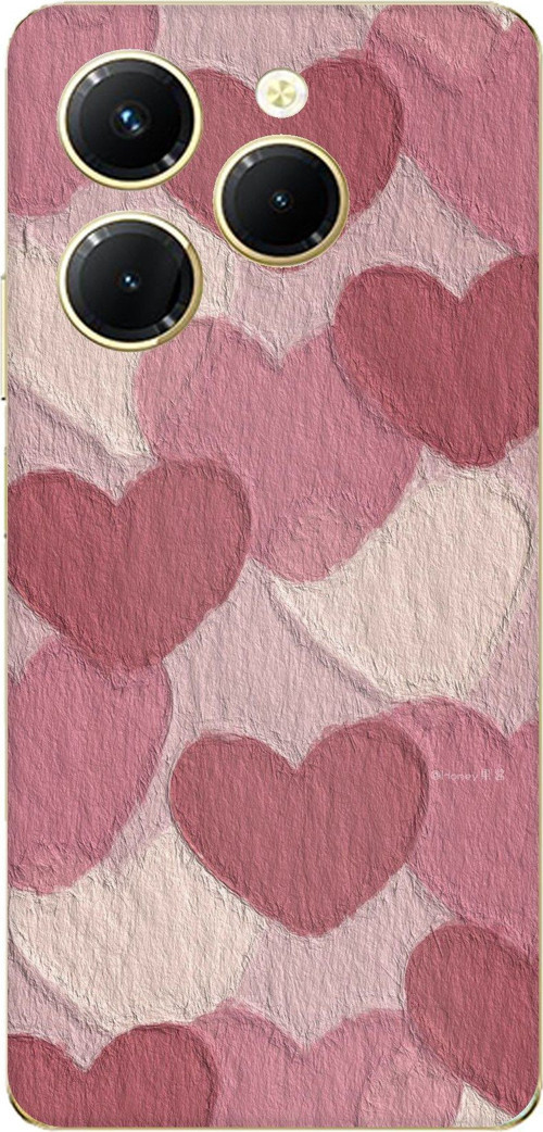 Infinix Hot 40-40 PRO Uyumlu Pastel Gül Kurusu ve Pembe Kalpli Baskılı Silikon Kılıf