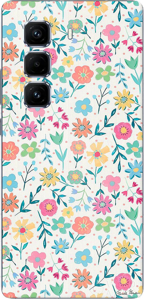 Infinix Hot 50 PRO PLUS+ Uyumlu Dekoratif Çiçekler Baskılı Silikon Kılıf