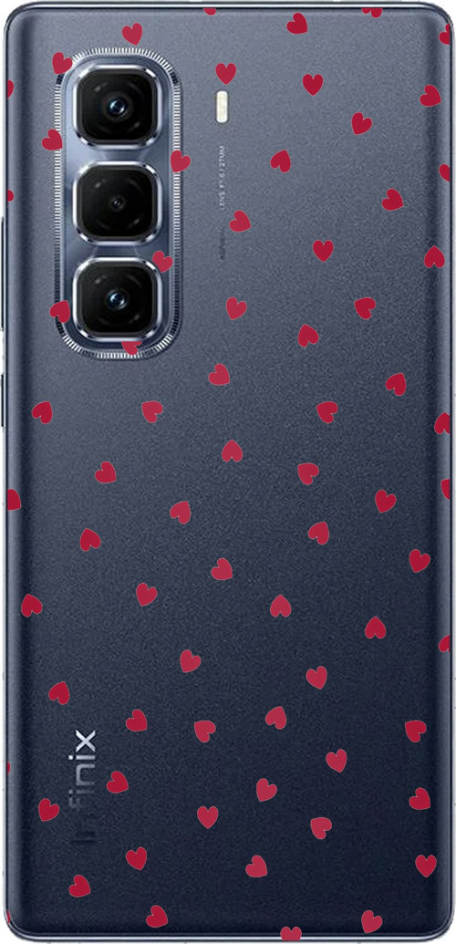 Infinix Hot 50 PRO PLUS+ Uyumlu Kırmızı Kalpler Tasarımlı Baskılı Silikon Kılıf