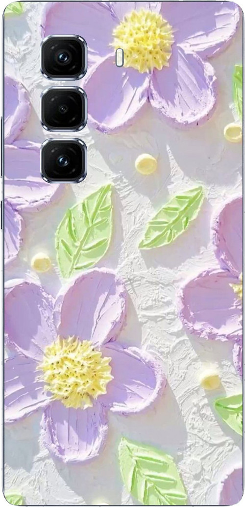 Infinix Hot 50 PRO PLUS+ Uyumlu Mor Papatyalar Sulu Boya Baskılı Silikon Kılıf