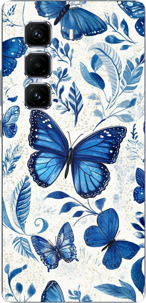 Infinix Hot 50 PRO PLUS+ Uyumlu Mavi Kelebekler Baskılı Silikon Kılıf