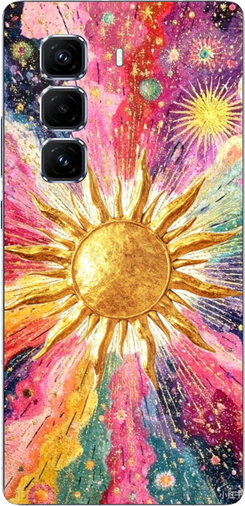 Infinix Hot 50 PRO PLUS+ Uyumlu Psikedelik Galaksi ve Güneş Desenli Baskılı Silikon Kılıf