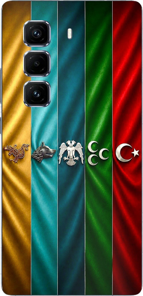 Infinix Hot 50 PRO PLUS+ Uyumlu Tarihi Türk Devletleri Bayrakları Baskılı Silikon Kılıf