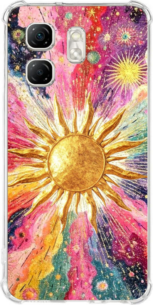 Infinix Hot 50i - Smart 9 Uyumlu Psikedelik Galaksi ve Güneş Desenli Baskılı Silikon Kılıf