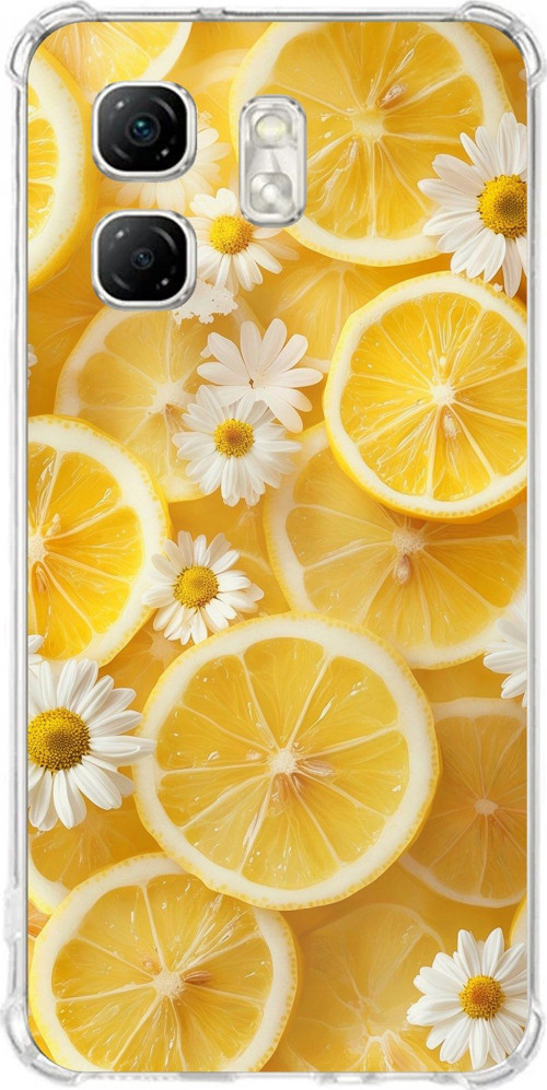 Infinix Hot 50i - Smart 9 Uyumlu Limon Dilimleri ve Papatya Desenli Baskılı Silikon Kılıf
