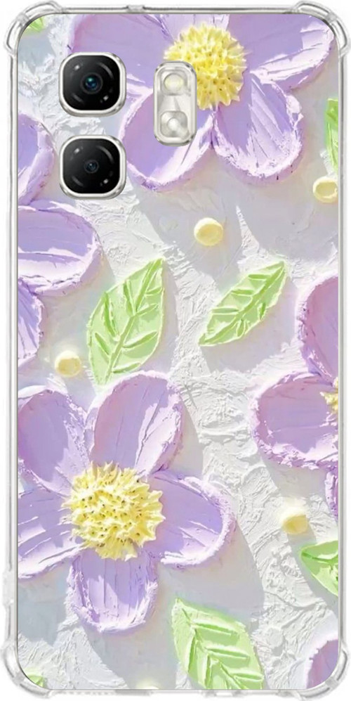 Infinix Hot 50i - Smart 9 Uyumlu Mor Papatyalar Sulu Boya Baskılı Silikon Kılıf