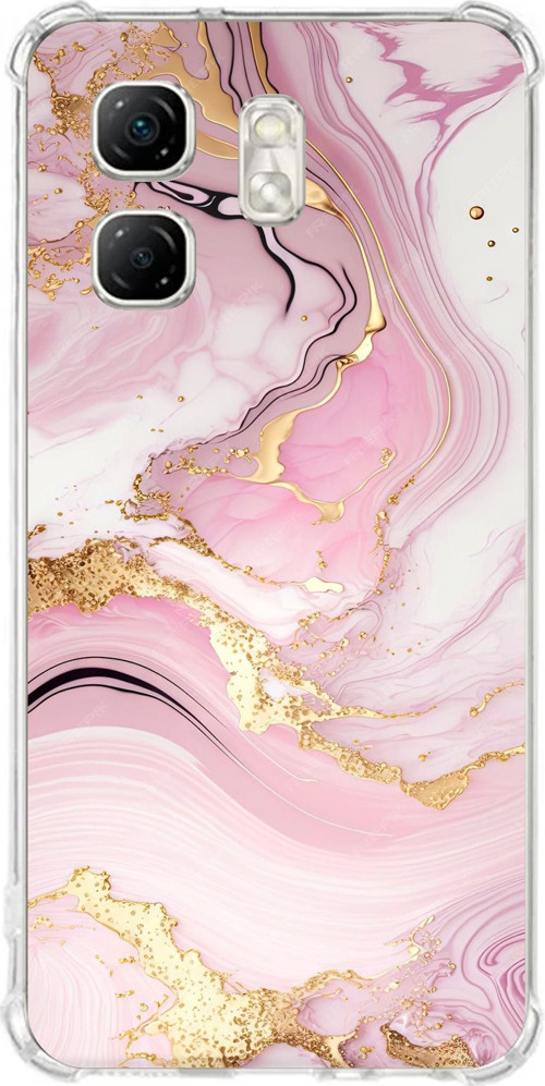Infinix Hot 50i - Smart 9 Uyumlu Pembe Mermer Baskılı Silikon Kılıf