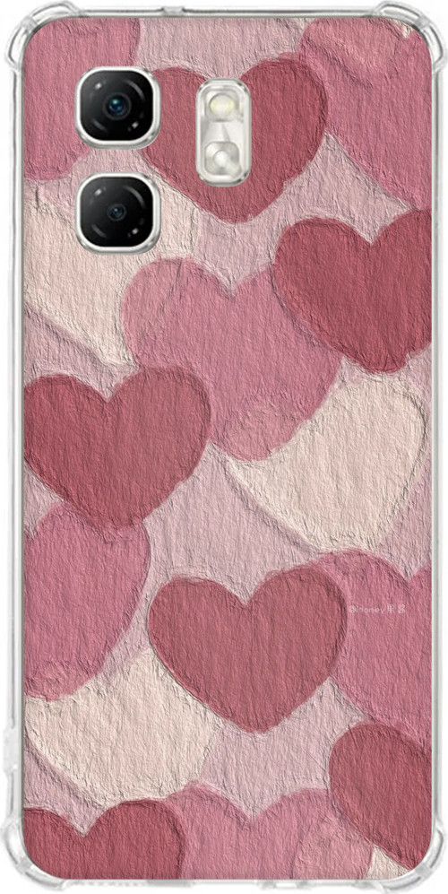 Infinix Hot 50i - Smart 9 Uyumlu Pastel Gül Kurusu ve Pembe Kalpli Baskılı Silikon Kılıf