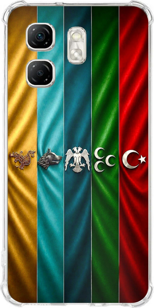 Infinix Hot 50i - Smart 9 Uyumlu Tarihi Türk Devletleri Bayrakları Baskılı Silikon Kılıf